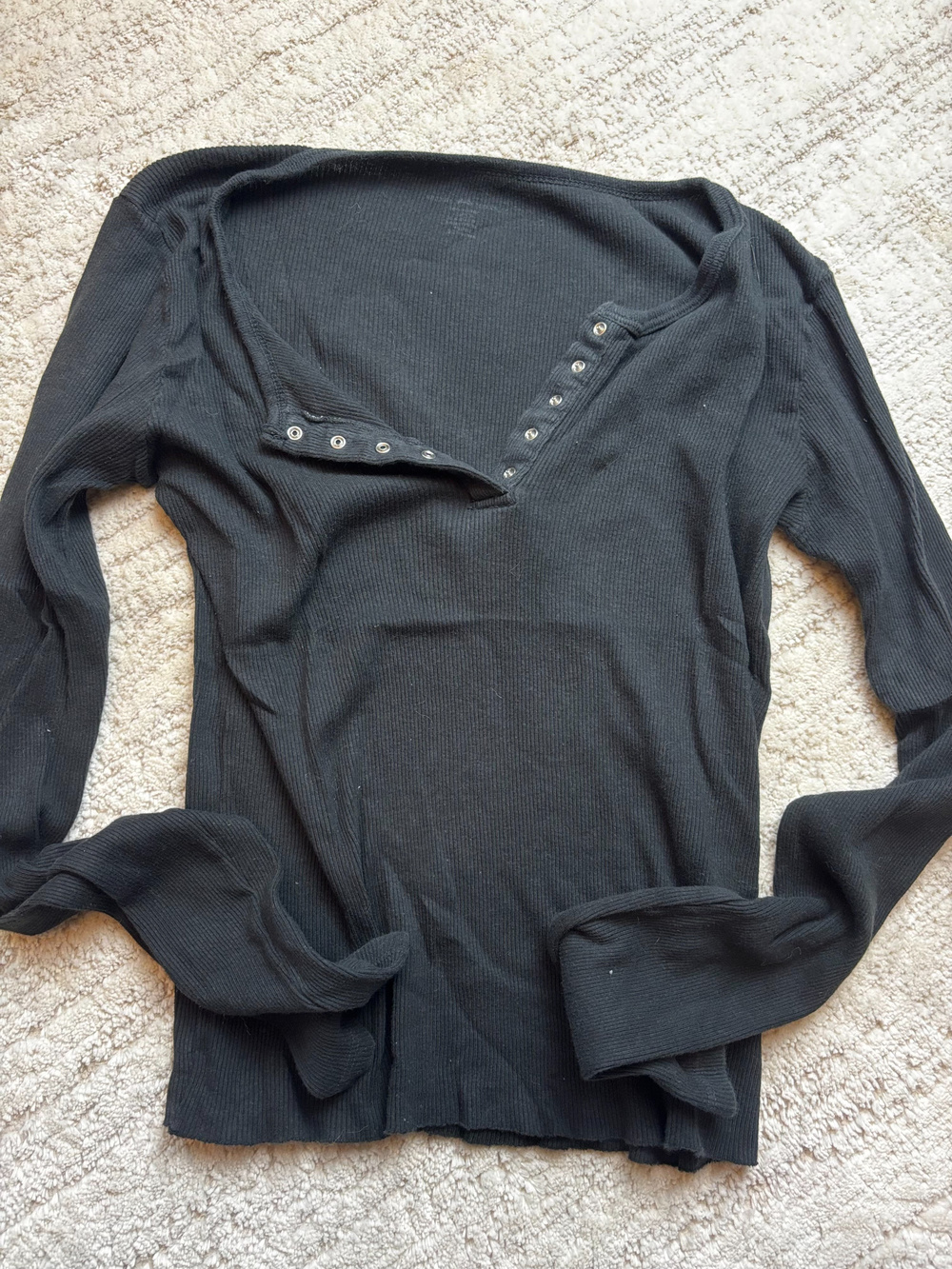 Brandy Melville Soft black ribbed long sleeve top